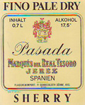 Etiqueta Marqués del Real Tesoro - Fino Pale Dry Pasada