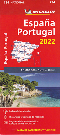 España - Portugal 2022. Mapa de carreteras y turístico