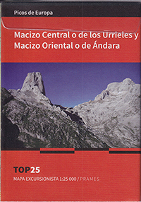 Mapa Top 25 Picos de Europa. Macizo Central o de los Urrieles y Macizo Oriental o de Ándara